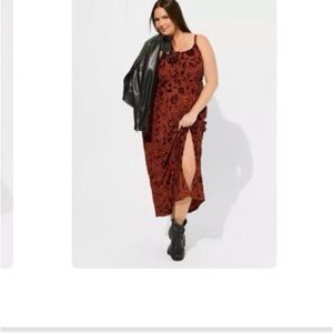 Torrid Velvet Burnout Slip Dress - Rust Floral